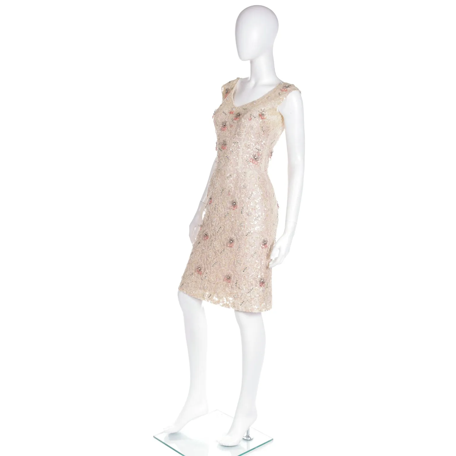 1950s Karen Stark for Harvey Berin Beaded Lace Dress