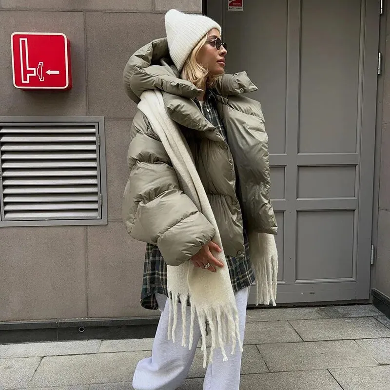 Ashore Shop Female Overcoat Winter Warm Hooded Women's Cotton Coat 2024