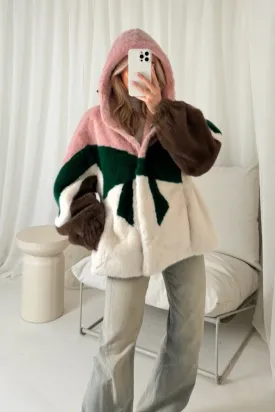 Aurora multi faux fur hooded jacket