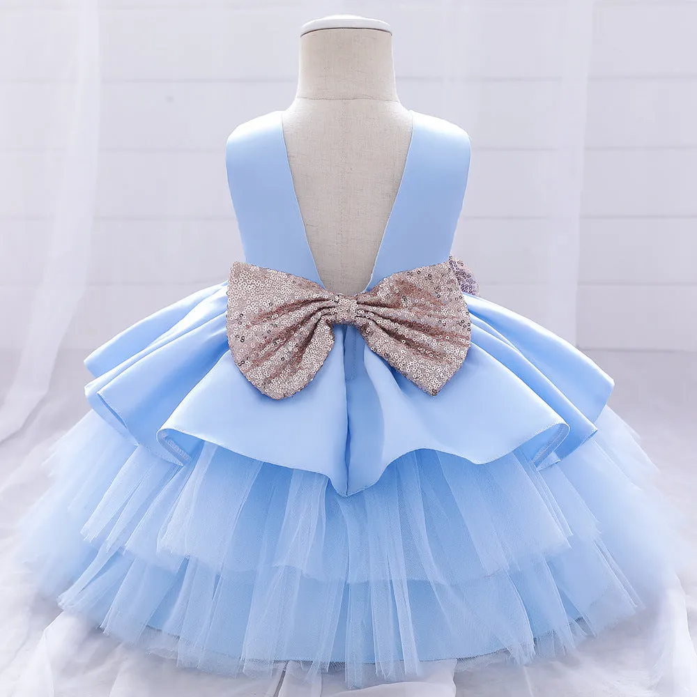 Baby Girl Princess Dress Toddler Sequined Bow Birthday Party Dress