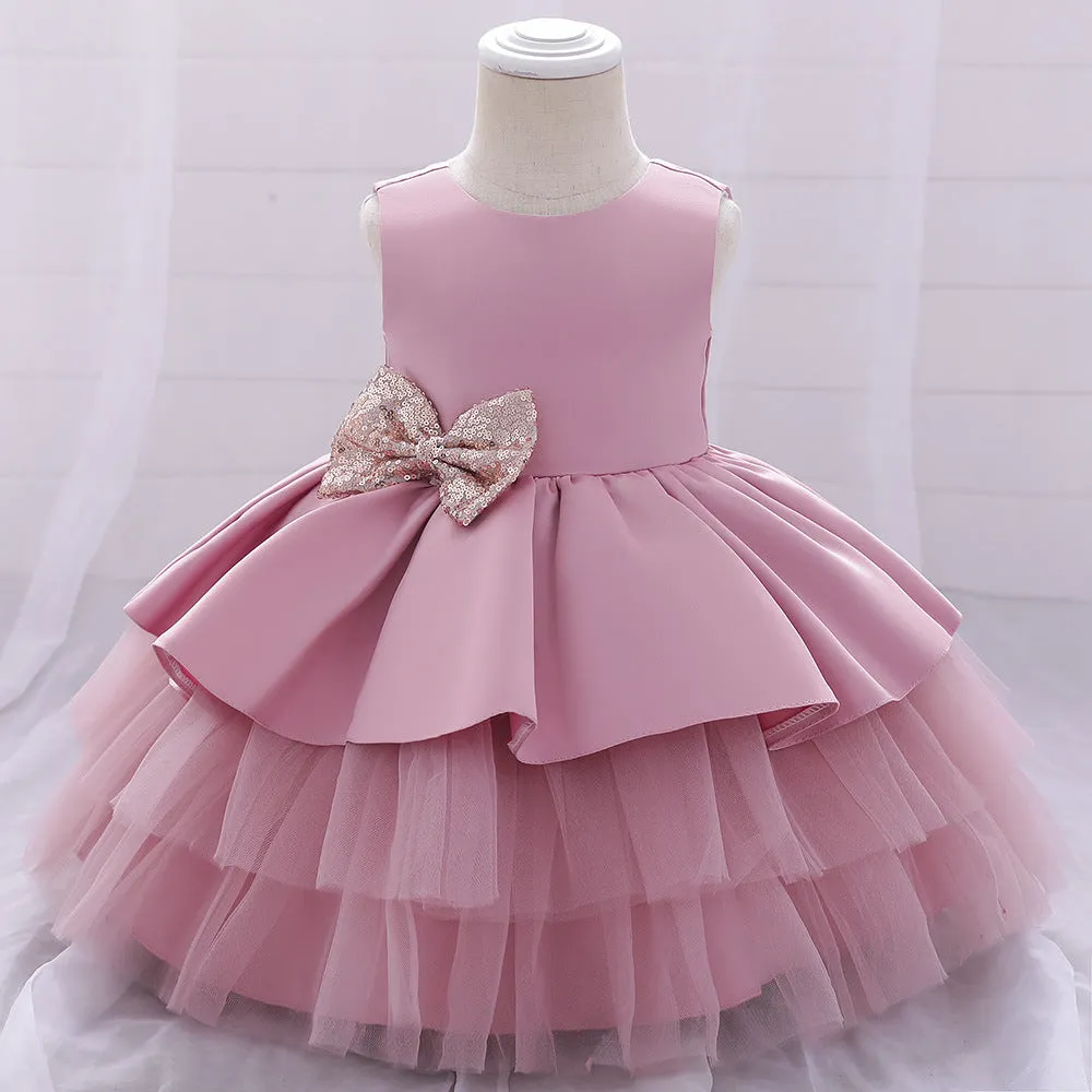 Baby Girl Princess Dress Toddler Sequined Bow Birthday Party Dress