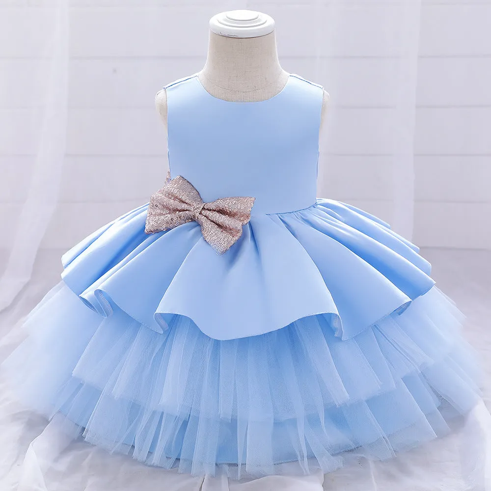 Baby Girl Princess Dress Toddler Sequined Bow Birthday Party Dress