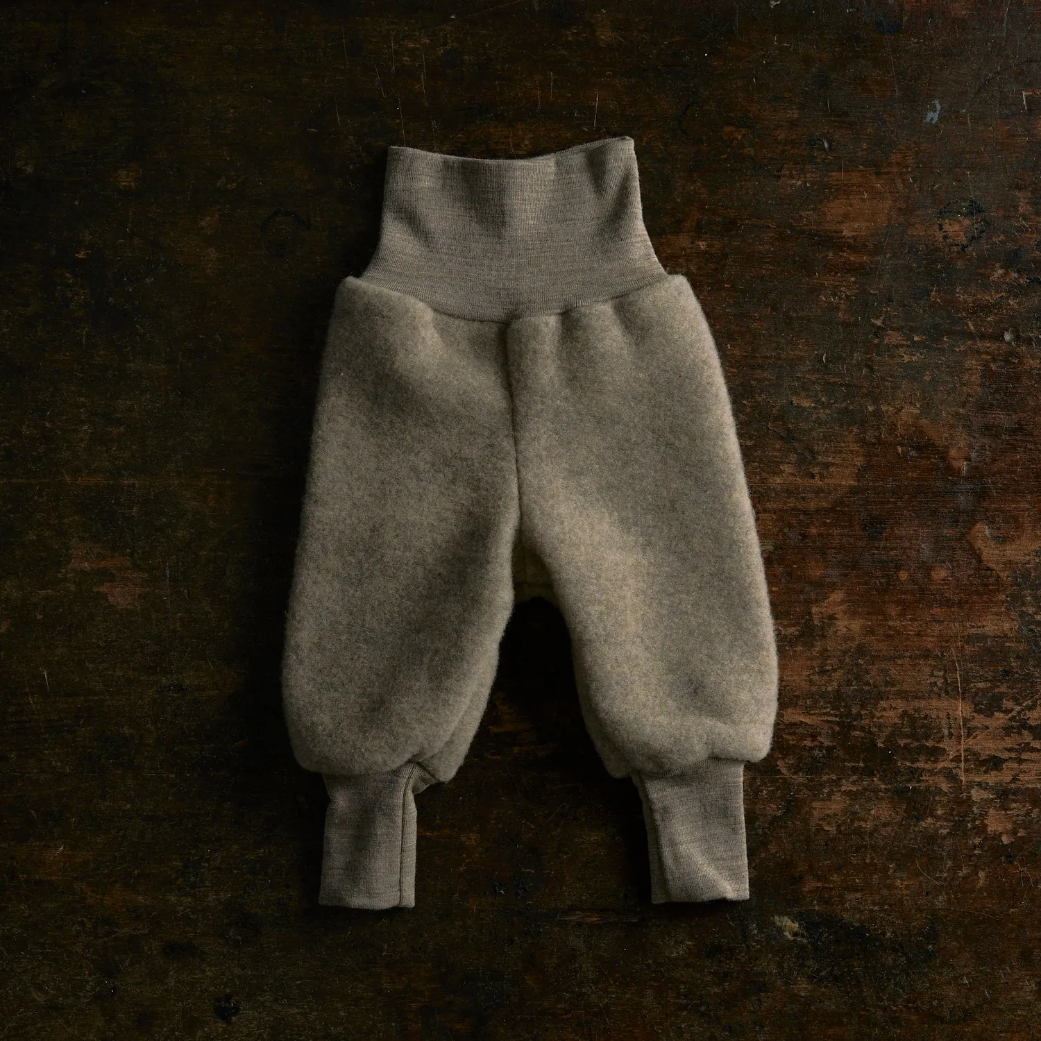 Baby Merino Wool Fleece Pants - Walnut Melange