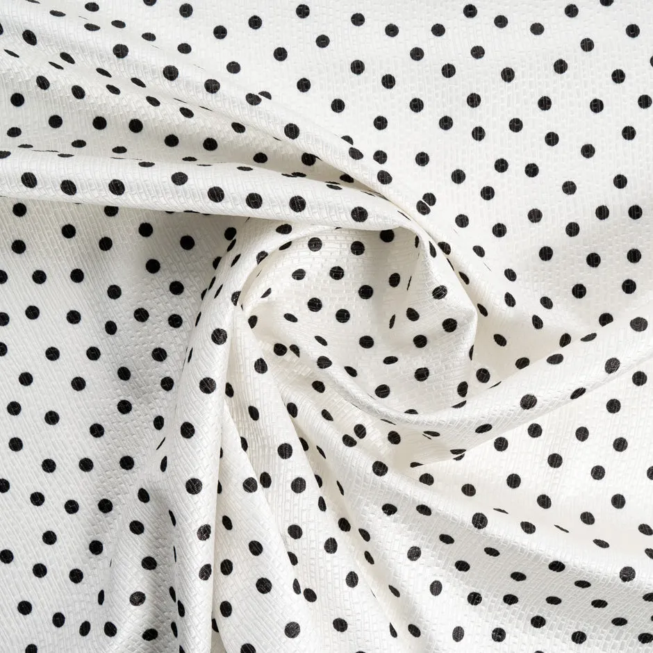 Black Spotted Ivory Cotton Blend Cloqué