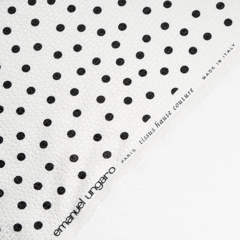 Black Spotted Ivory Cotton Blend Cloqué