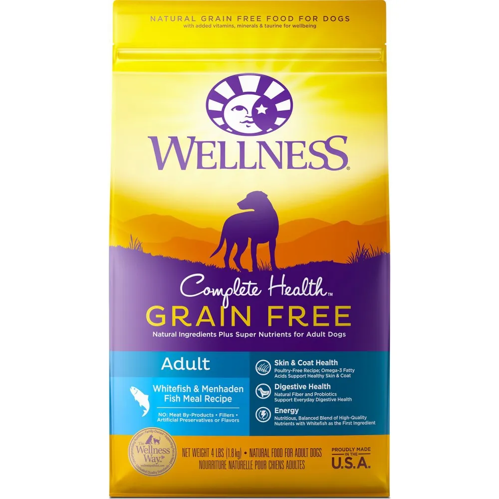 BUY 2 at $59.90 - 1 Pack of Wellness Complete Health Grain-Free Adult Lamb and 1 Pack of Grain-Free Whitefish 4lb