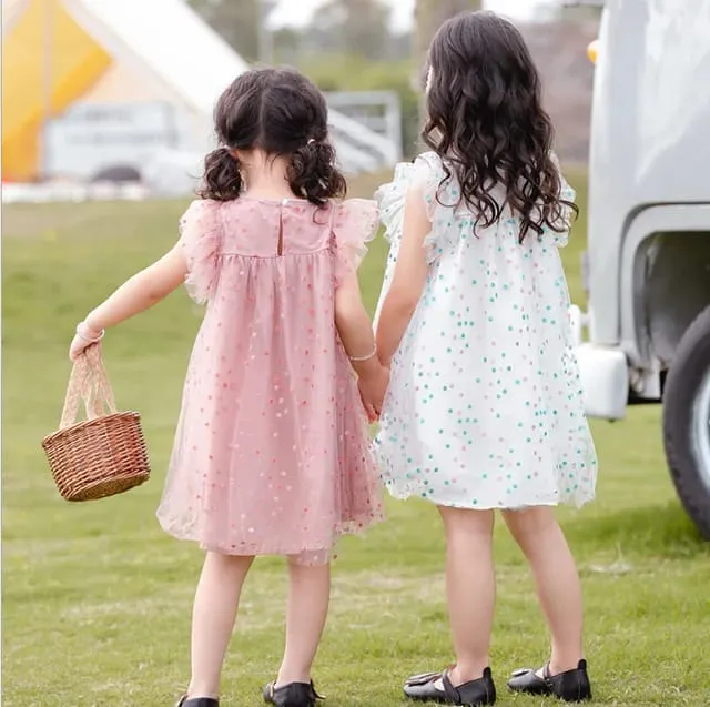 Children's dress summer girls' dress net gauze sleeves children's princess skirt baby skirt X1358062