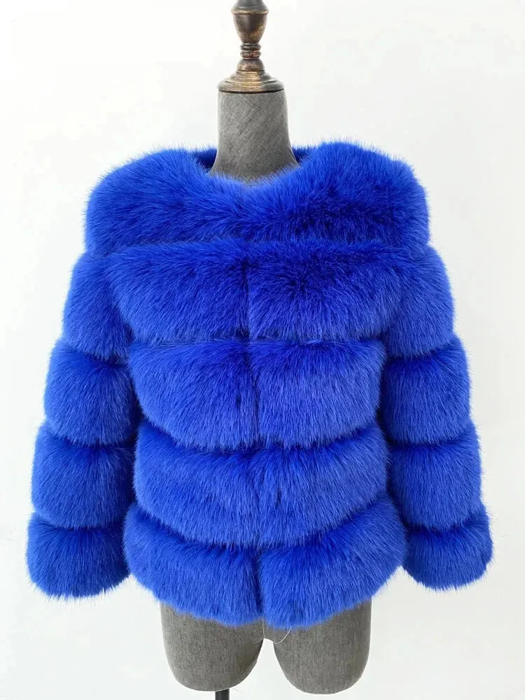 Coloured Winter Fluffy Faux Fur Coat