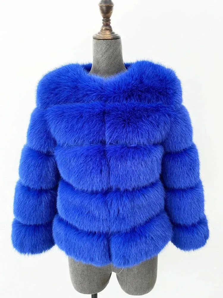 Coloured Winter Fluffy Faux Fur Coat