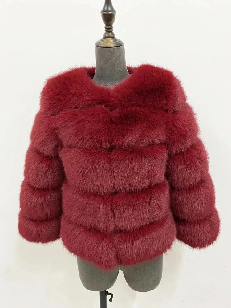 Coloured Winter Fluffy Faux Fur Coat