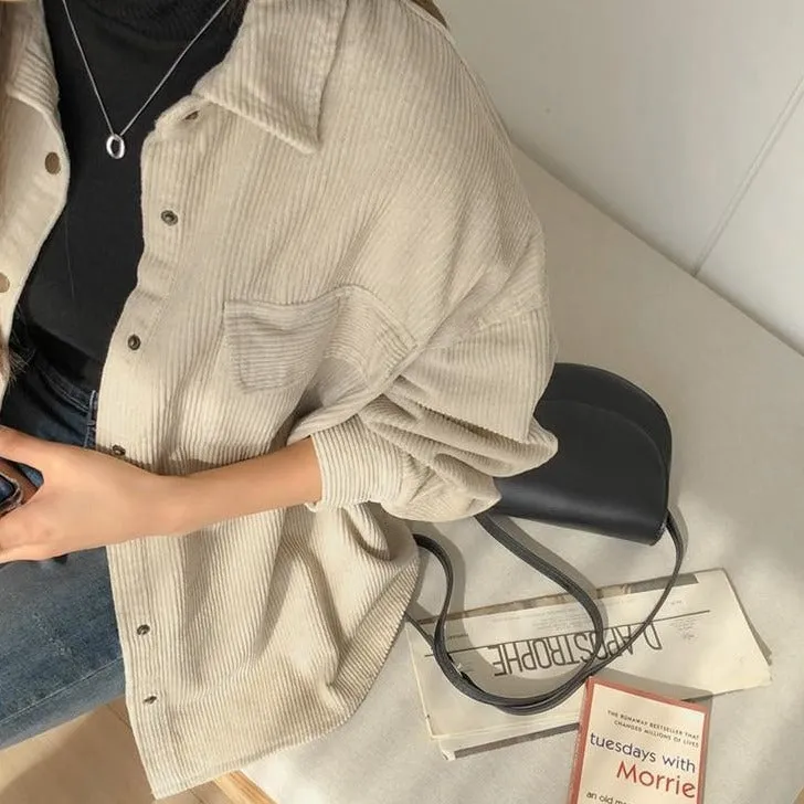 Corduroy Jacket With Turn-Down Collar