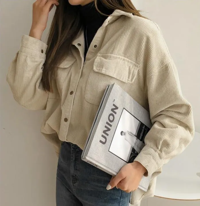 Corduroy Jacket With Turn-Down Collar