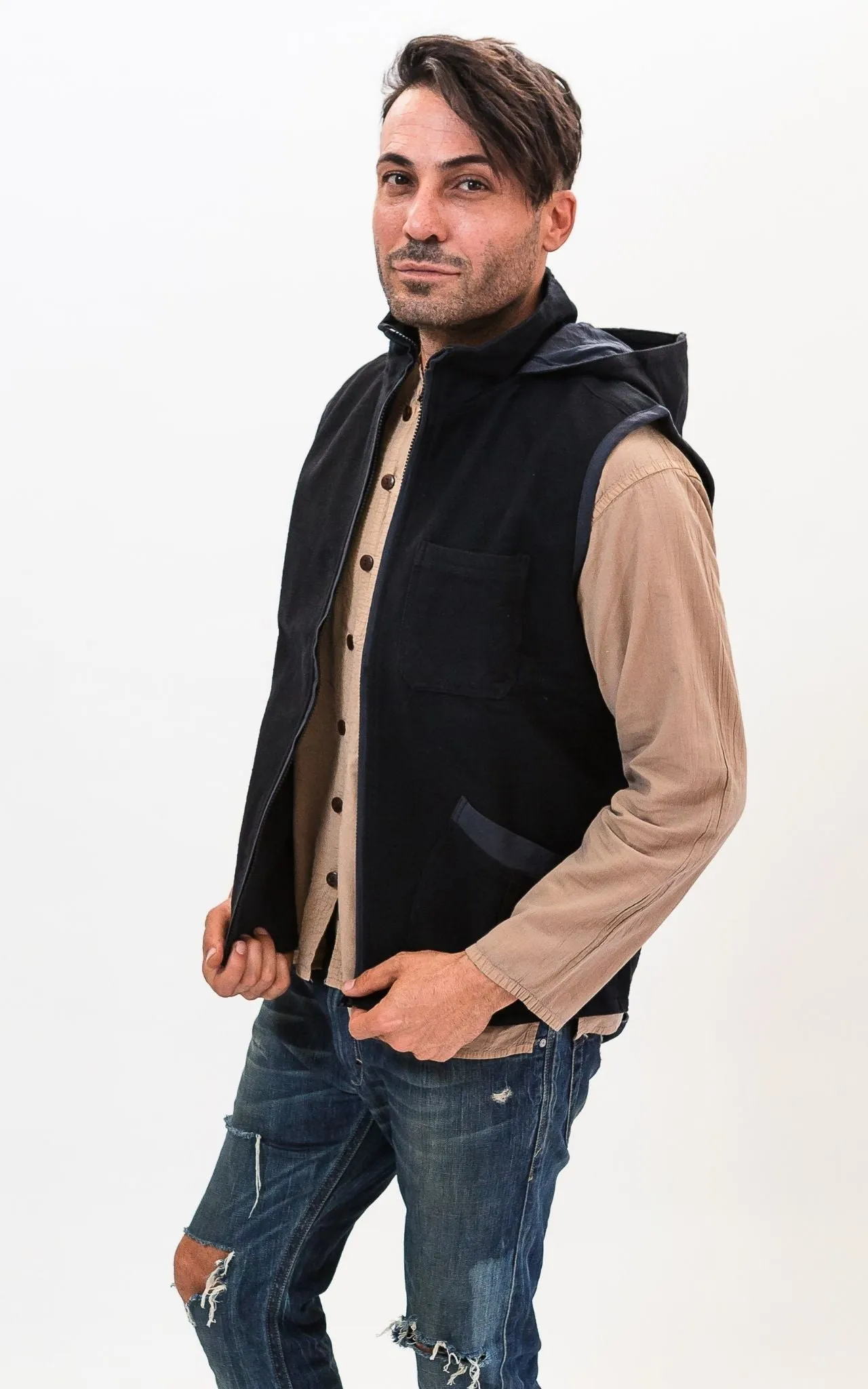 Cotton Vest with Hood