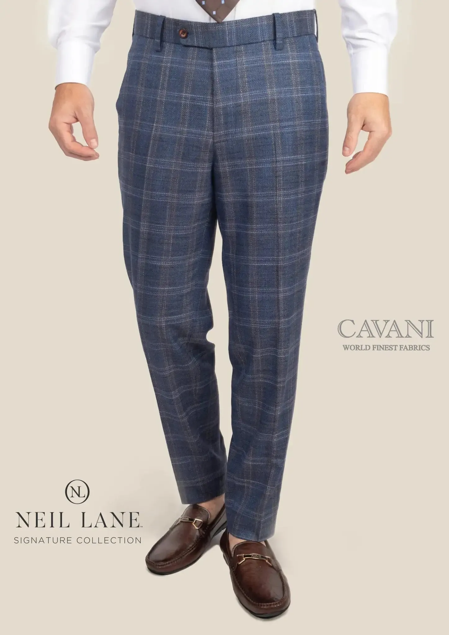 Deep Cobalt Blue Plaid Pants