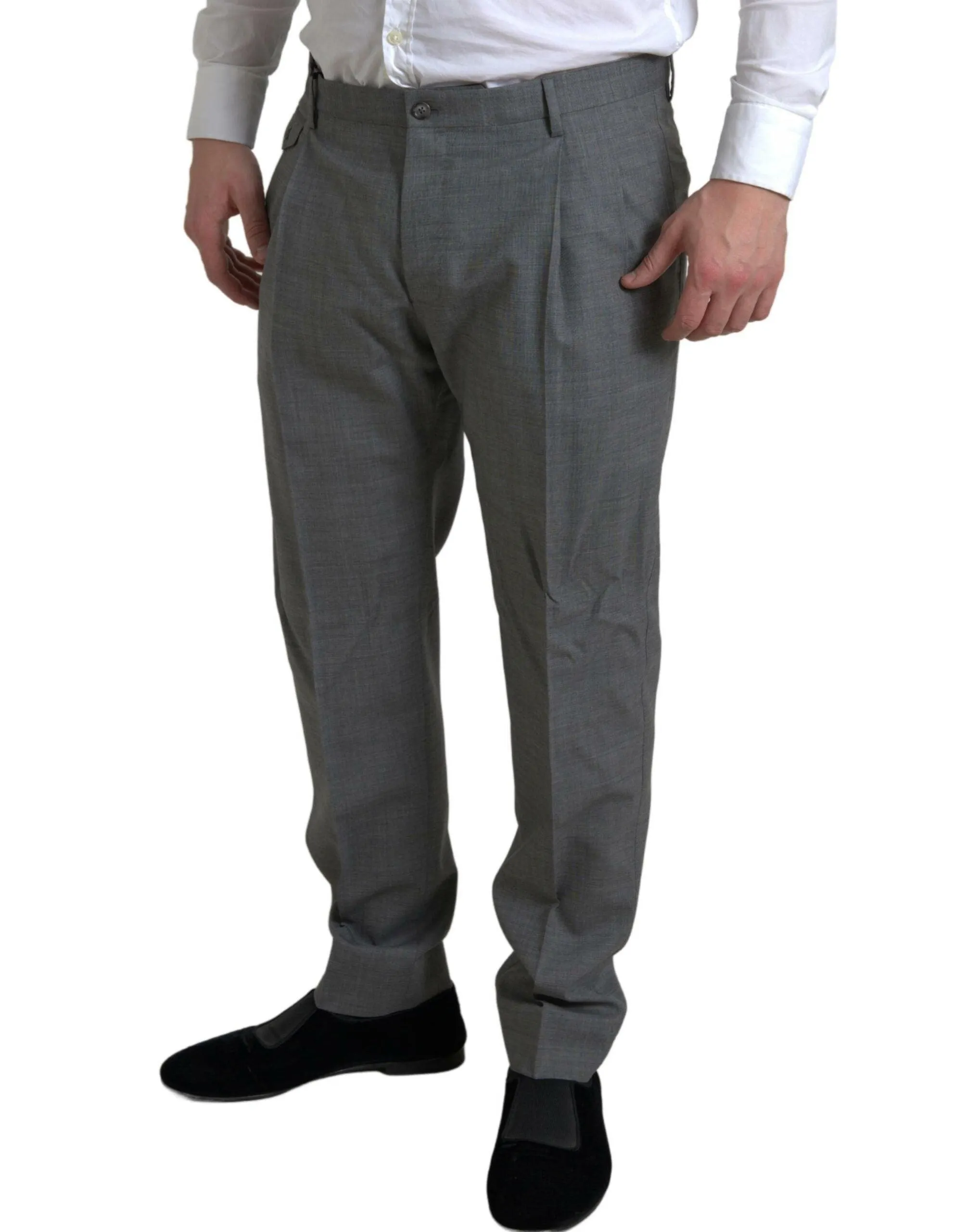 Dolce & Gabbana Gray Wool Chino Skinny Men Dress Trouser Pants