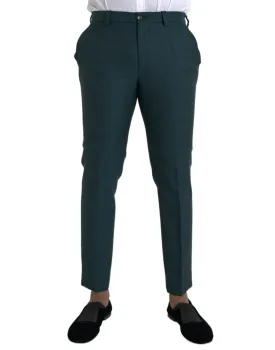 Dolce & Gabbana Green Wool Skinny Slim Dress Pants