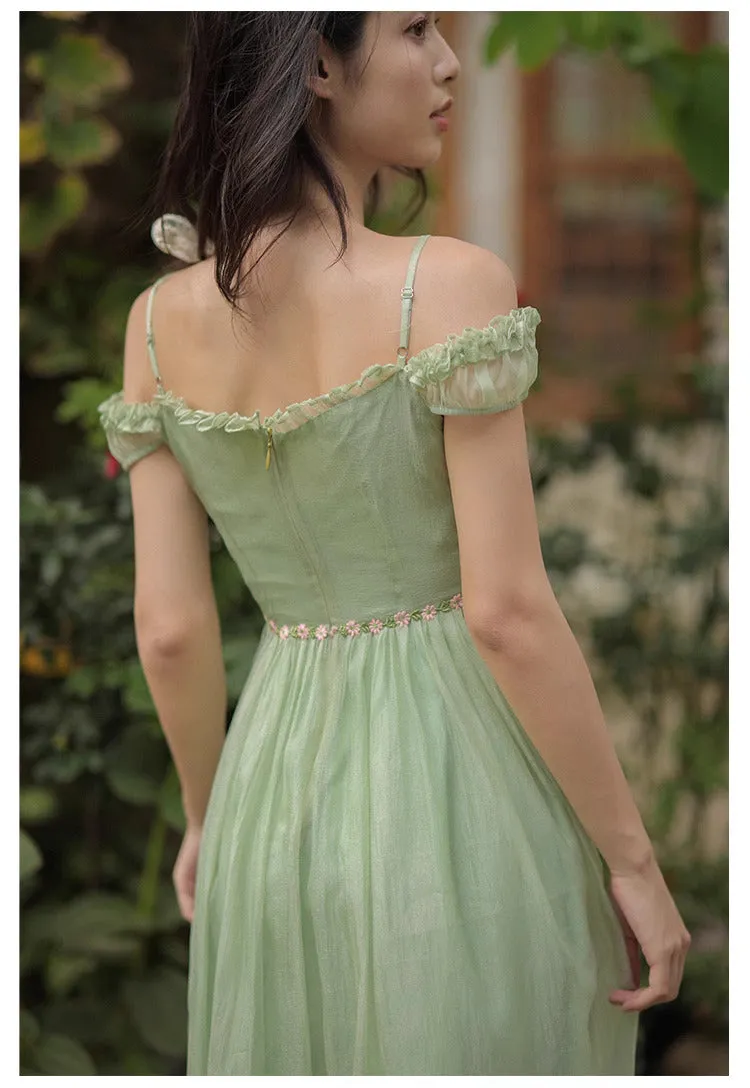 Dreamy Coquette Flower Embroidery Dress