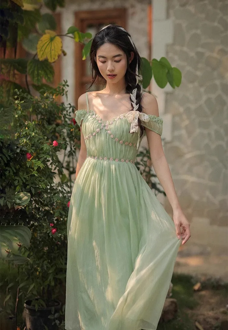 Dreamy Coquette Flower Embroidery Dress