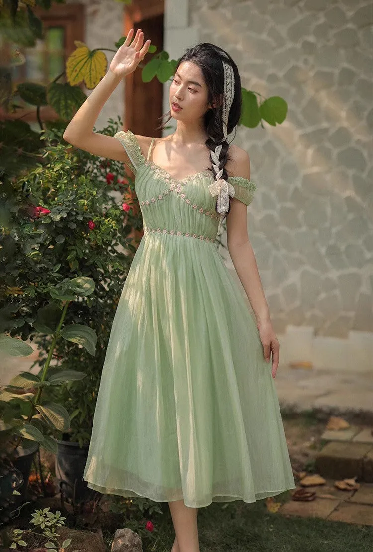 Dreamy Coquette Flower Embroidery Dress