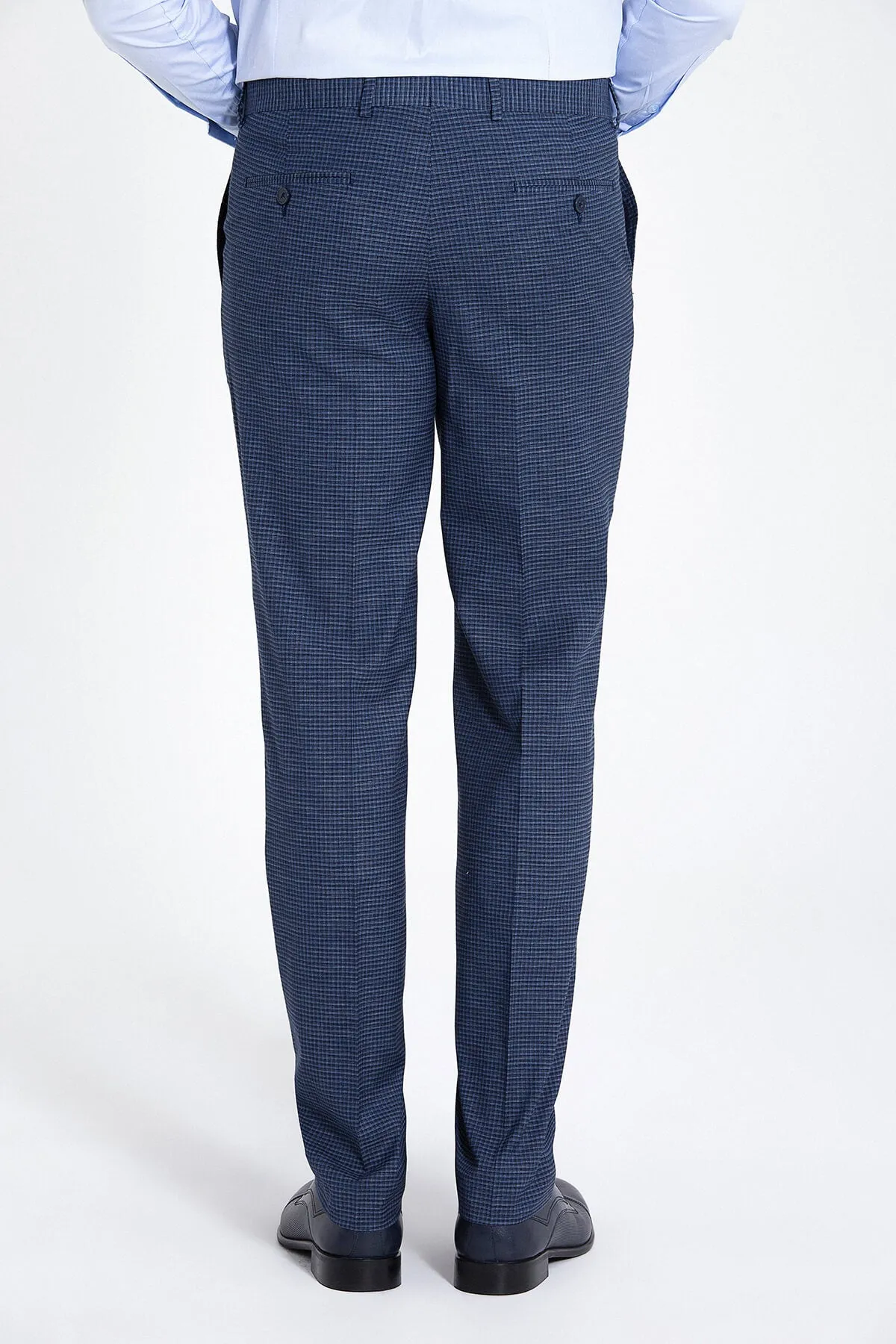 Dynamic Fit Side Pocket Low Waist Wool Grid Navy Dress Pants