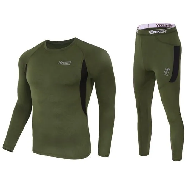 ESDY Thermal Underwear Outdoor Sports Hiking Thermal Top Thermal Bottom Base Layer Set