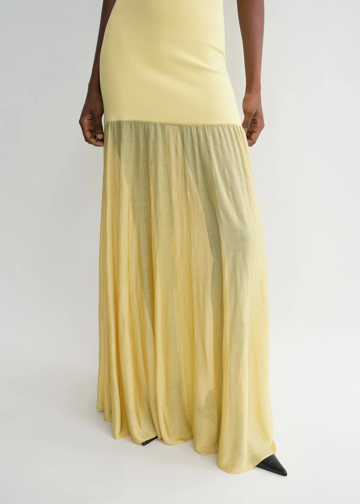 Evening tank dress soft yellow