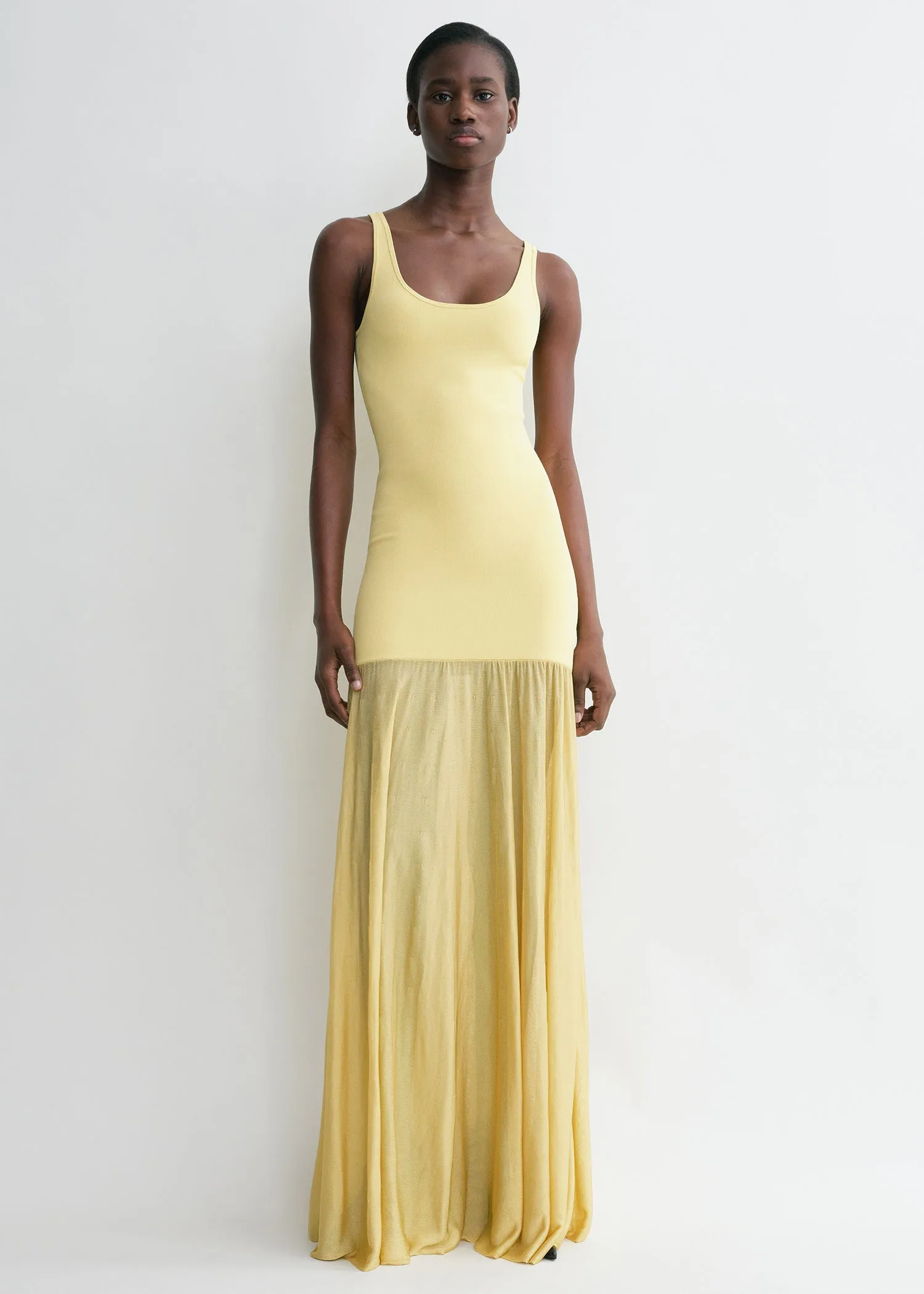 Evening tank dress soft yellow