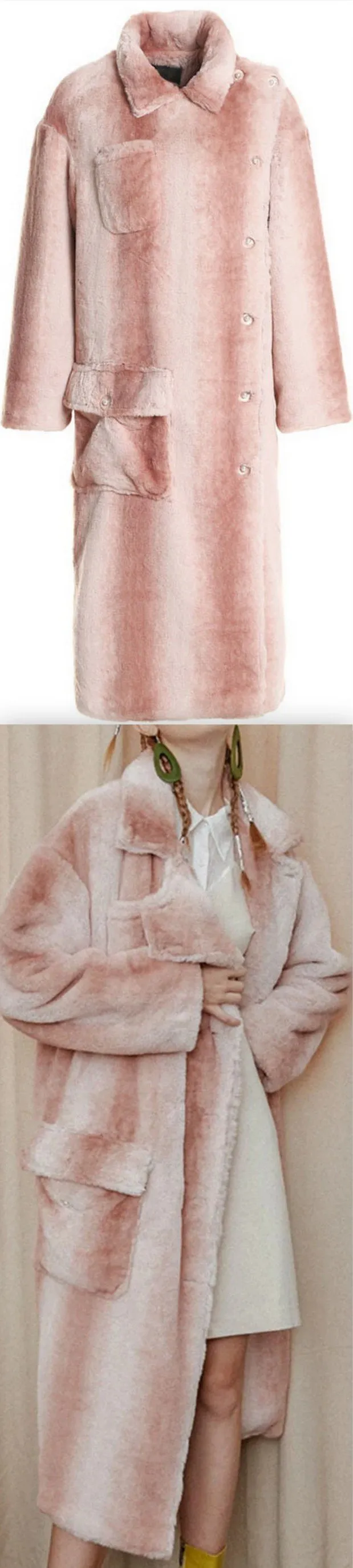 Faux-Fur Plush Ombre Coat