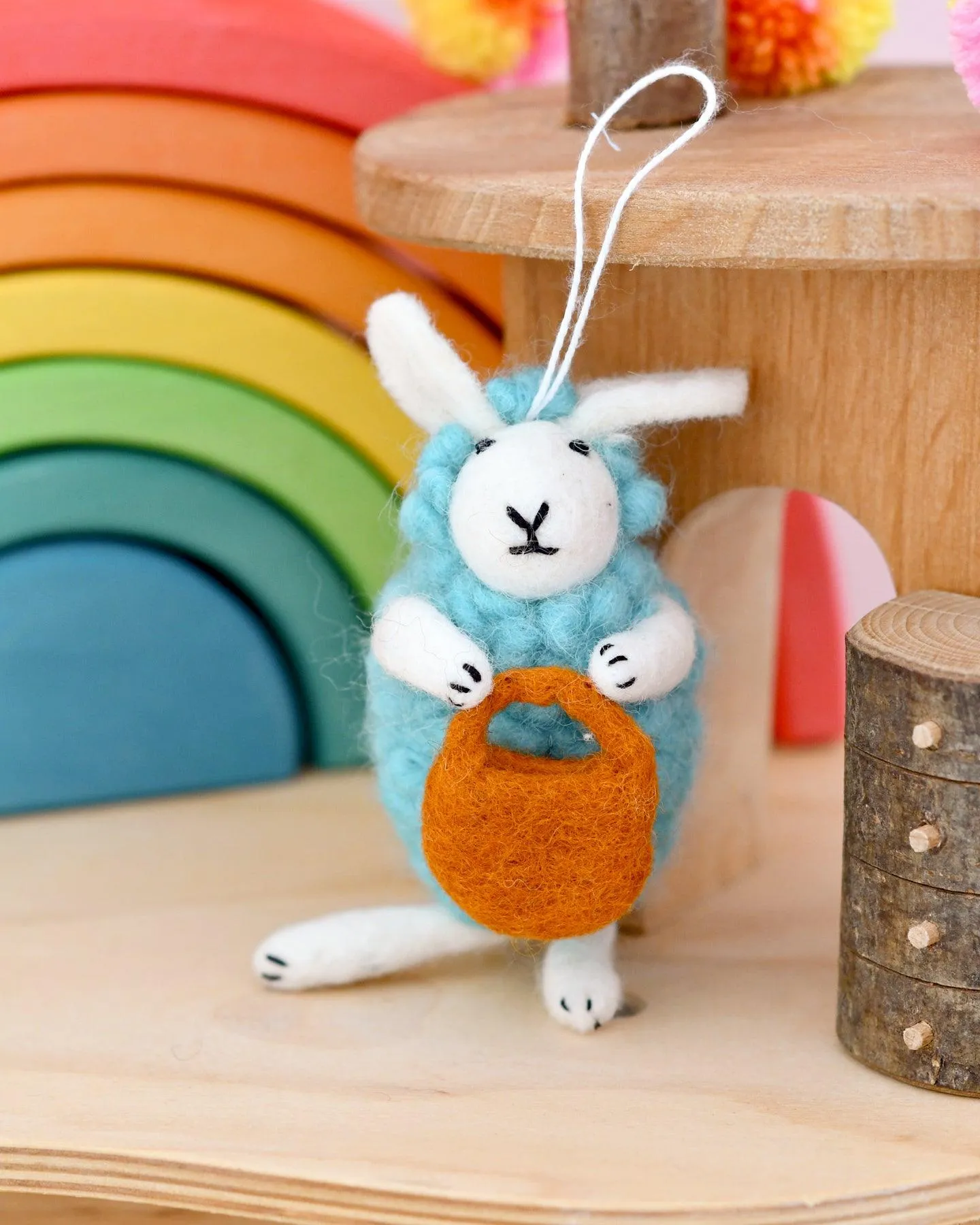 Felt Blue Sheep Lamb Ornament