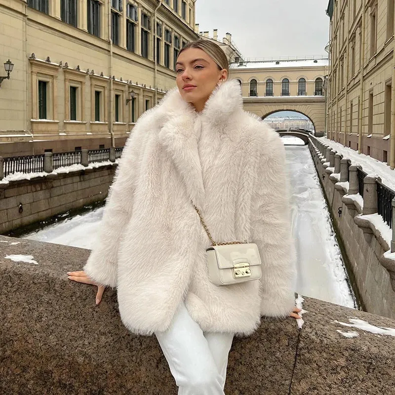 Fluffy Faux Stylish Fur Coat