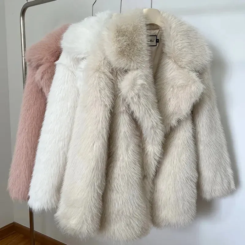 Fluffy Faux Stylish Fur Coat