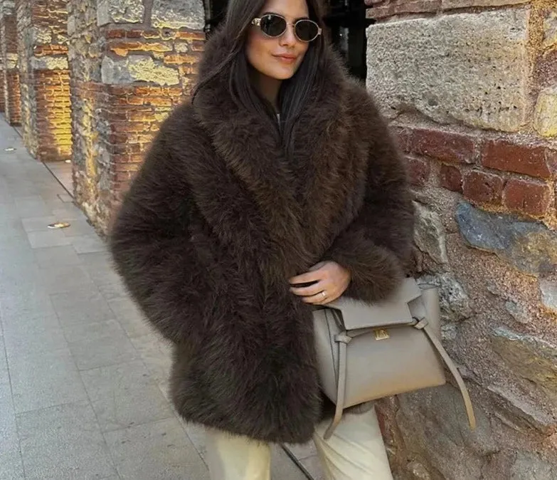 Fluffy Faux Stylish Fur Coat