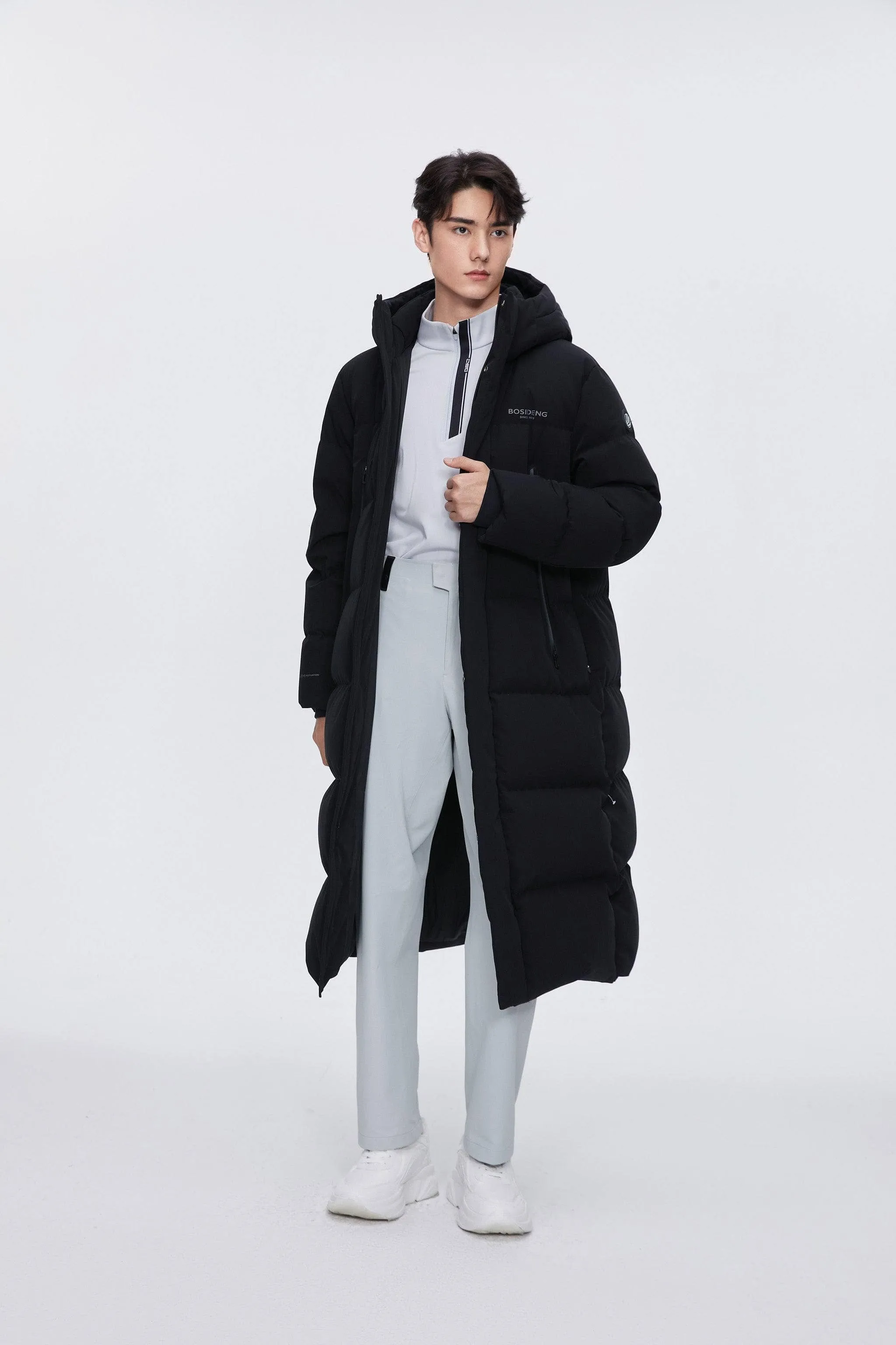 Full Length Sporty Style Hoody Down Coat