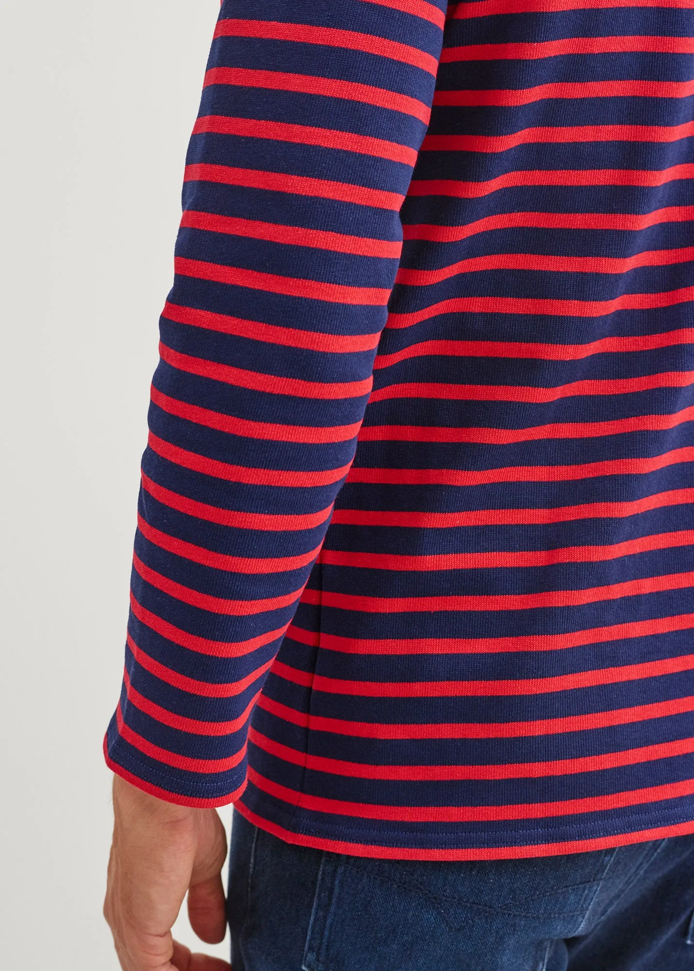 Guildo striped sailor shirt - boat neck, in thick cotton (MARINE/TULIPE)