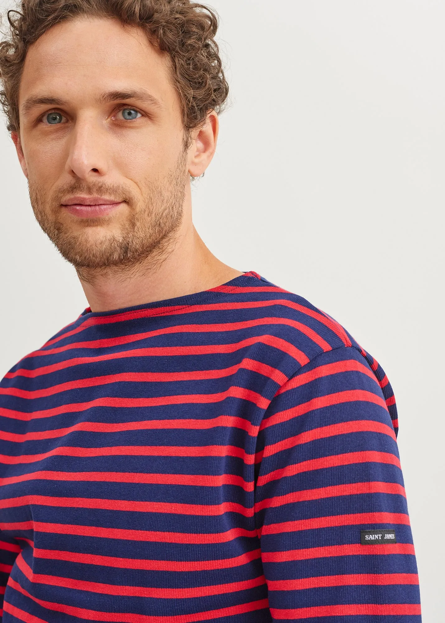 Guildo striped sailor shirt - boat neck, in thick cotton (MARINE/TULIPE)