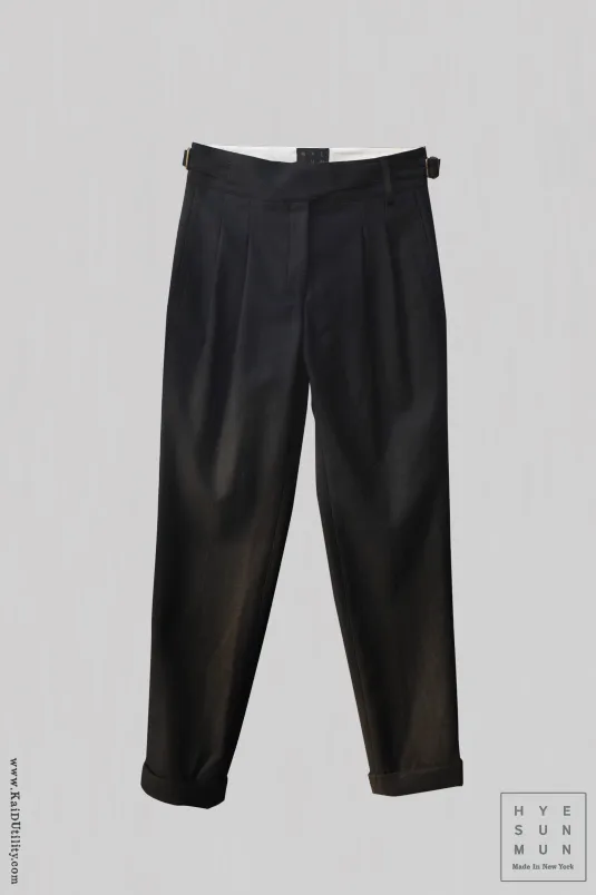 Isa Belted Pants - Black Wool Cashmere Blend - S, M