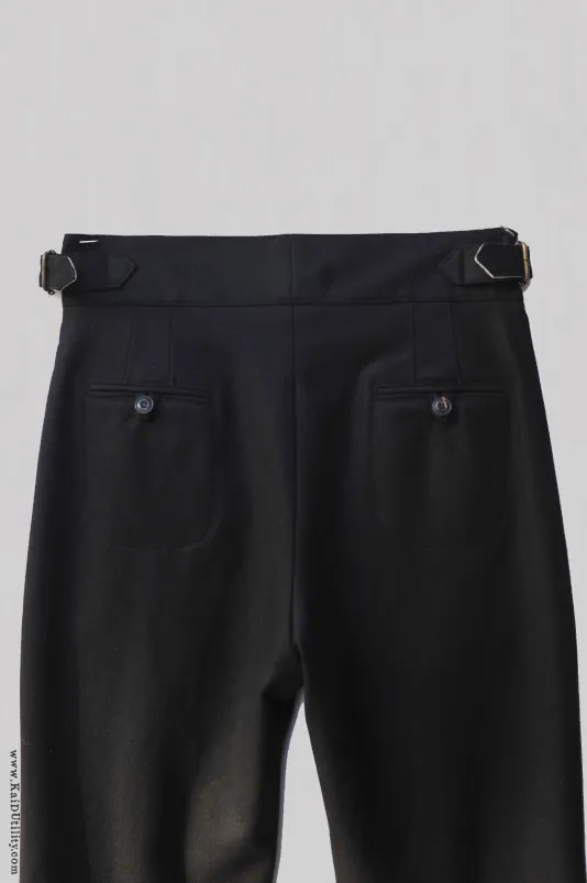 Isa Belted Pants - Black Wool Cashmere Blend - S, M