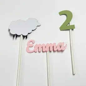 Little Lamb Birthday Cupcake Toppers