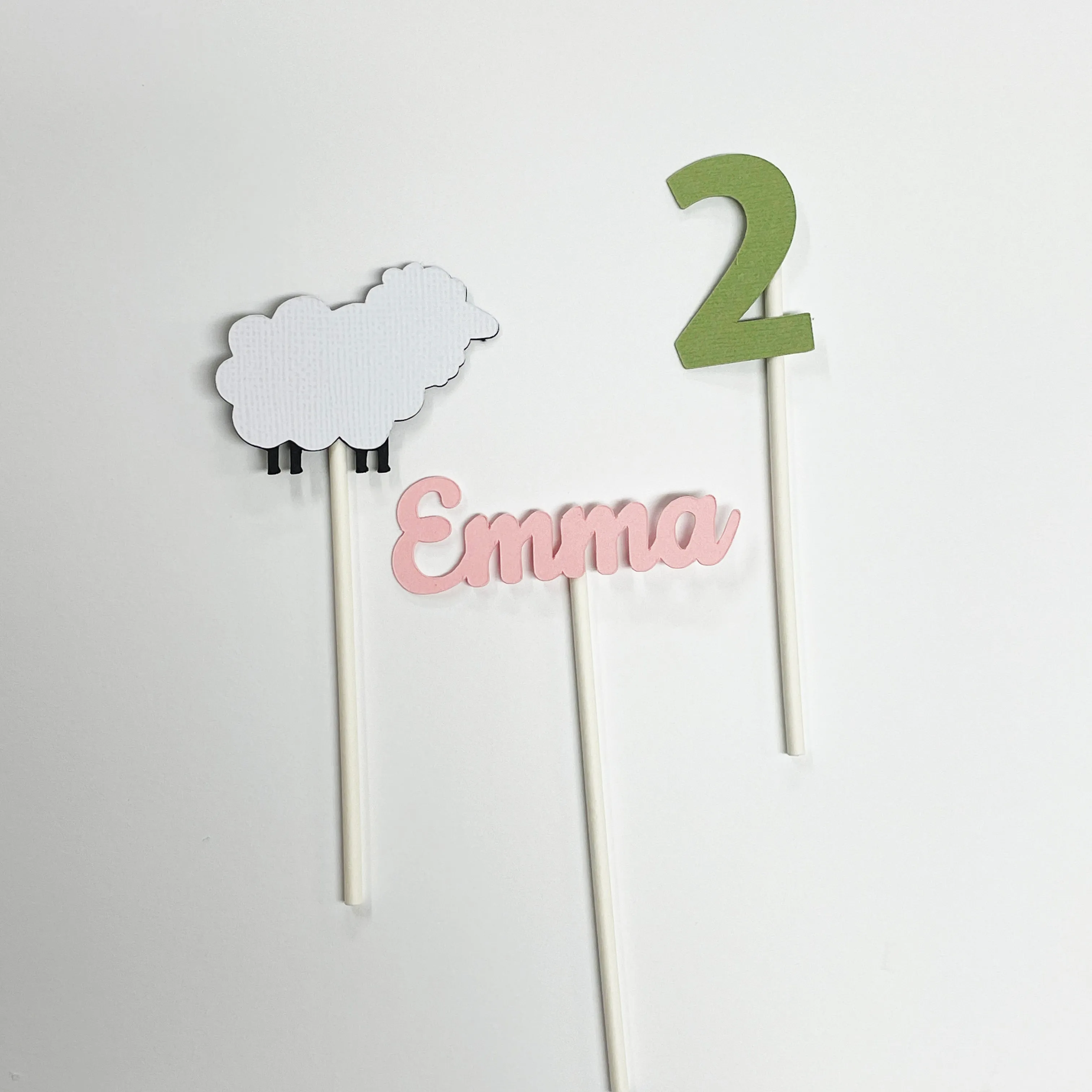 Little Lamb Birthday Cupcake Toppers