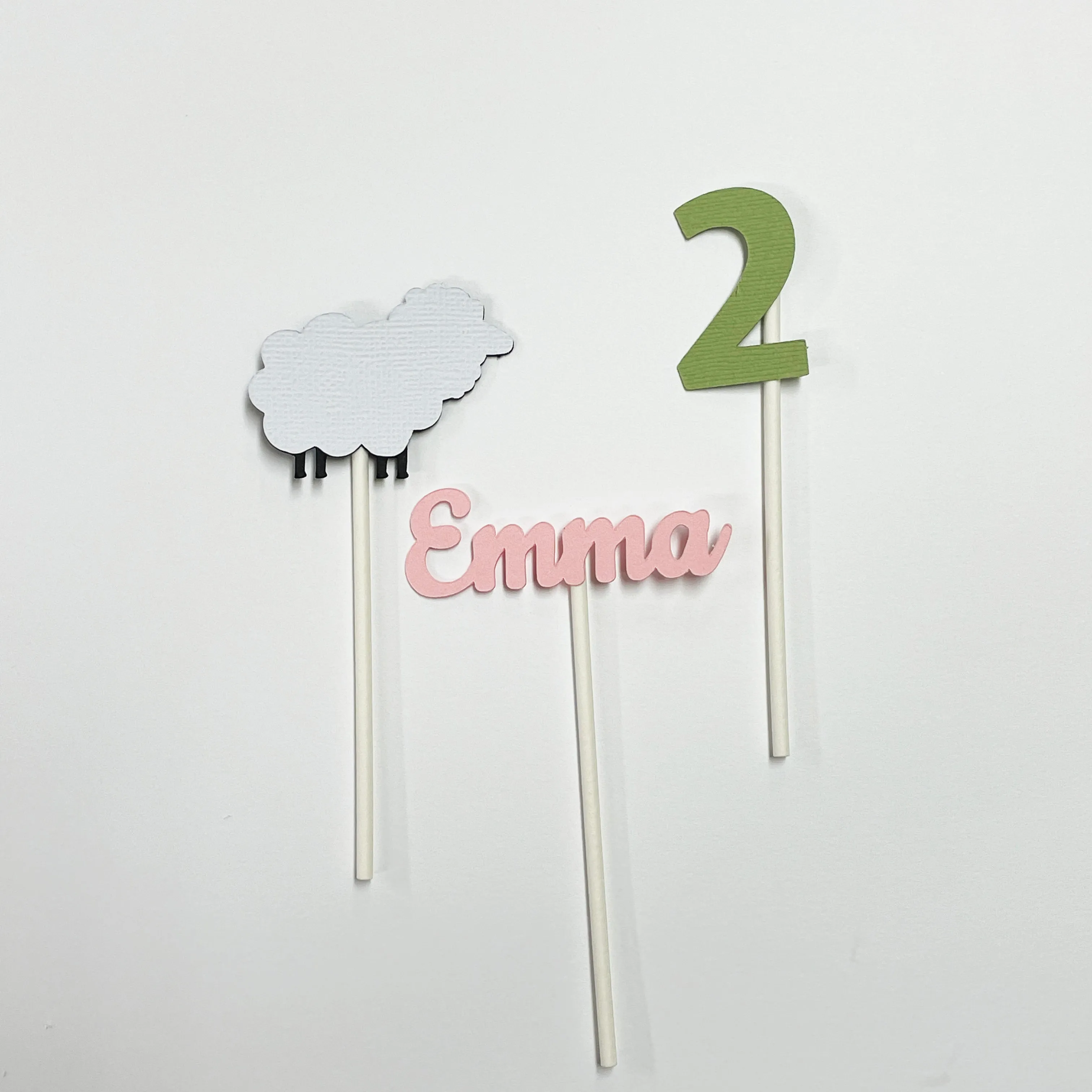 Little Lamb Birthday Cupcake Toppers