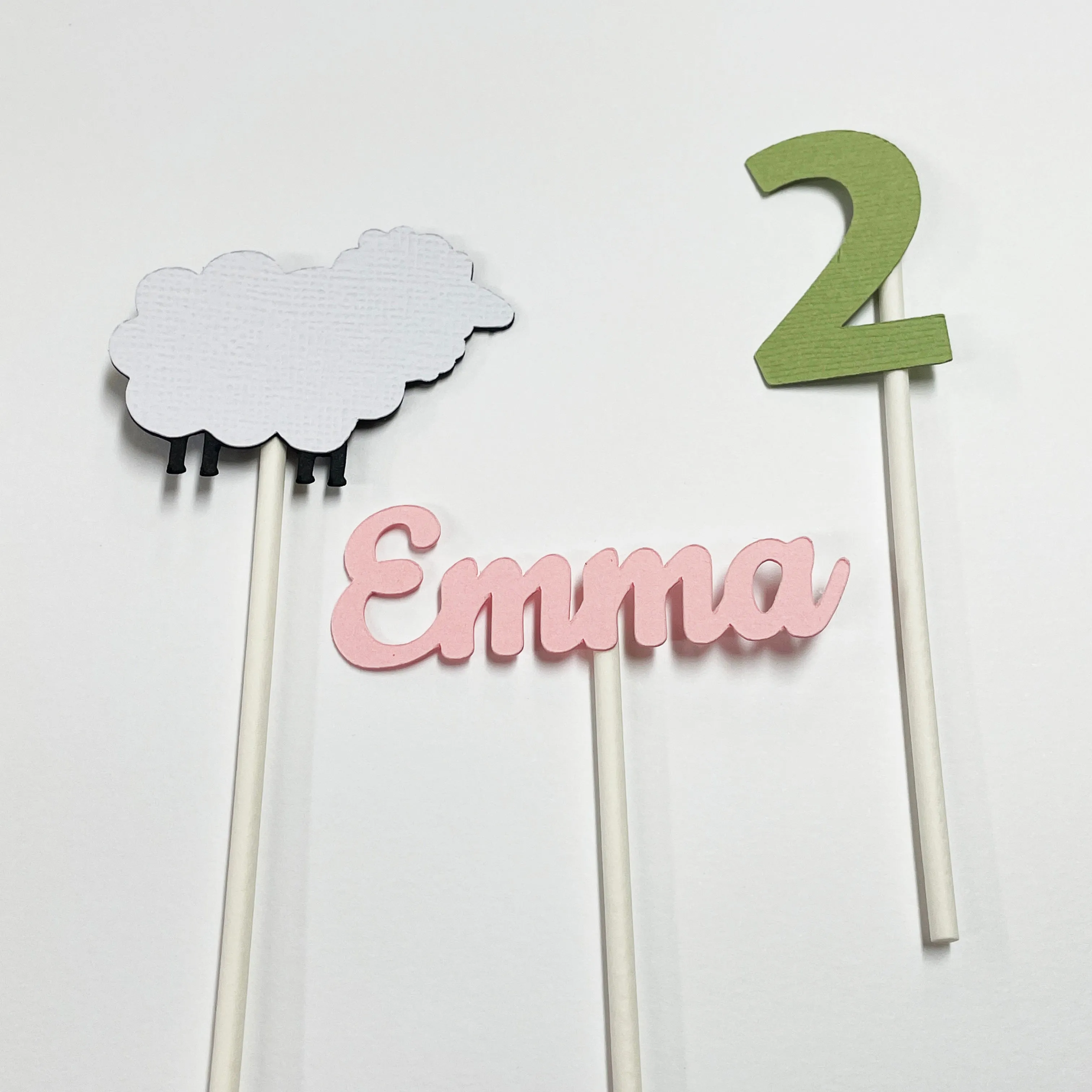 Little Lamb Birthday Cupcake Toppers