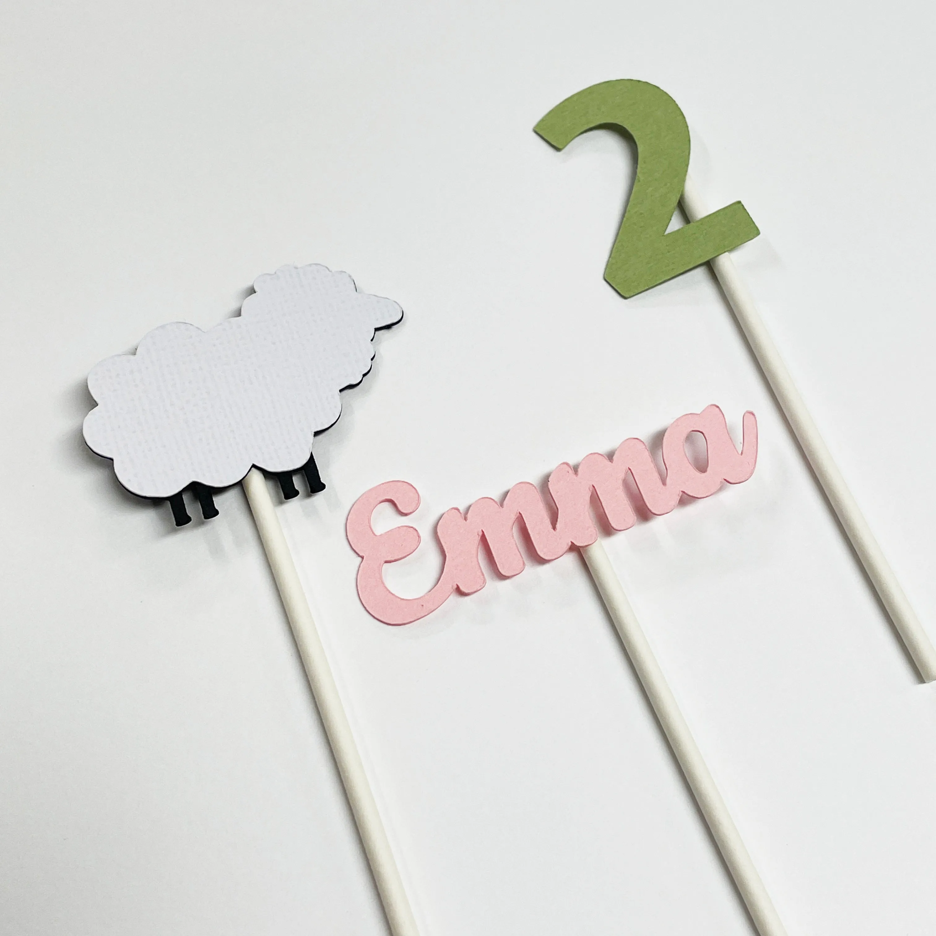 Little Lamb Birthday Cupcake Toppers