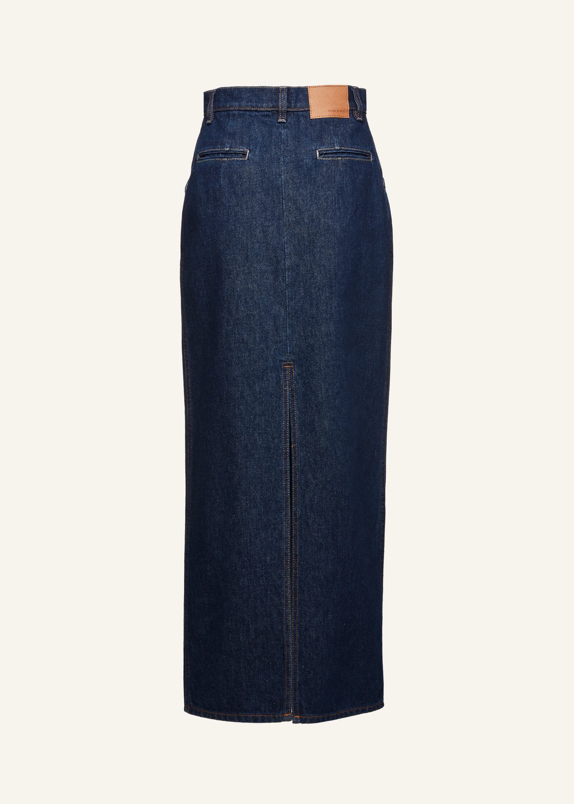 Long denim skirt in indigo