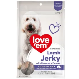 Love'em Lamb Jerky With Rosemary Flavour Grain-Free Dog Treats 200g