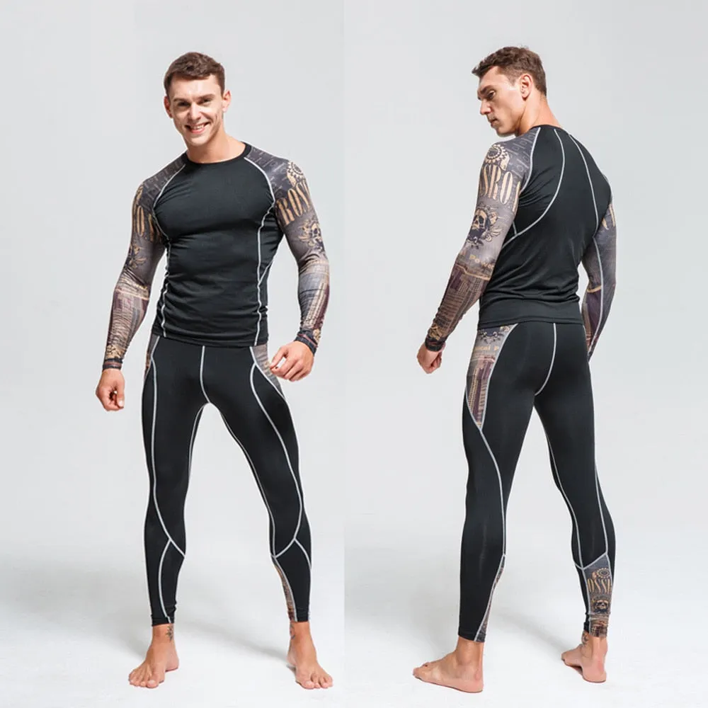 Men Thermal underwear Set MMA Tactics Fitness leggings base  Compression Sports suit underwear Long Johns