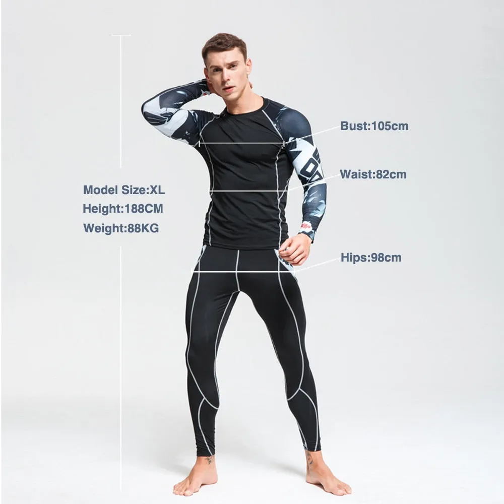 Men Thermal underwear Set MMA Tactics Fitness leggings base  Compression Sports suit underwear Long Johns