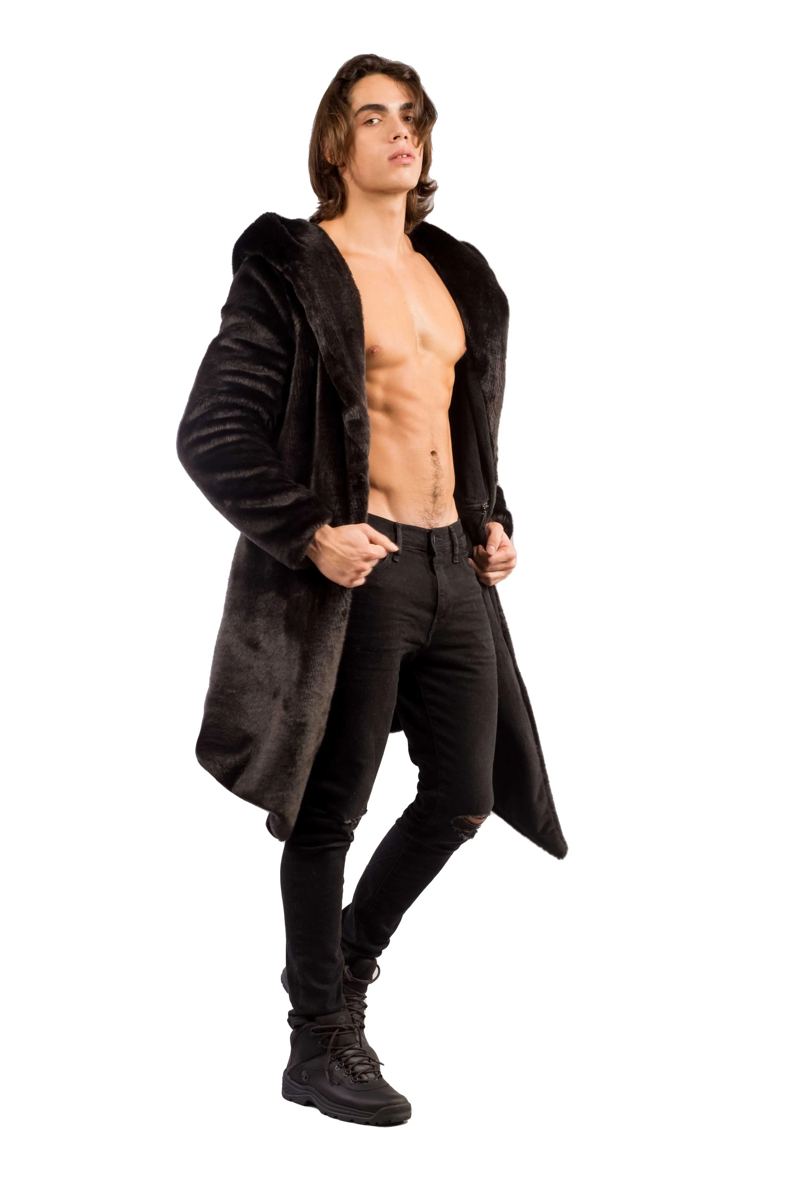 Men's Desert Warrior Coat in "Black Jaguar" Chinchilla