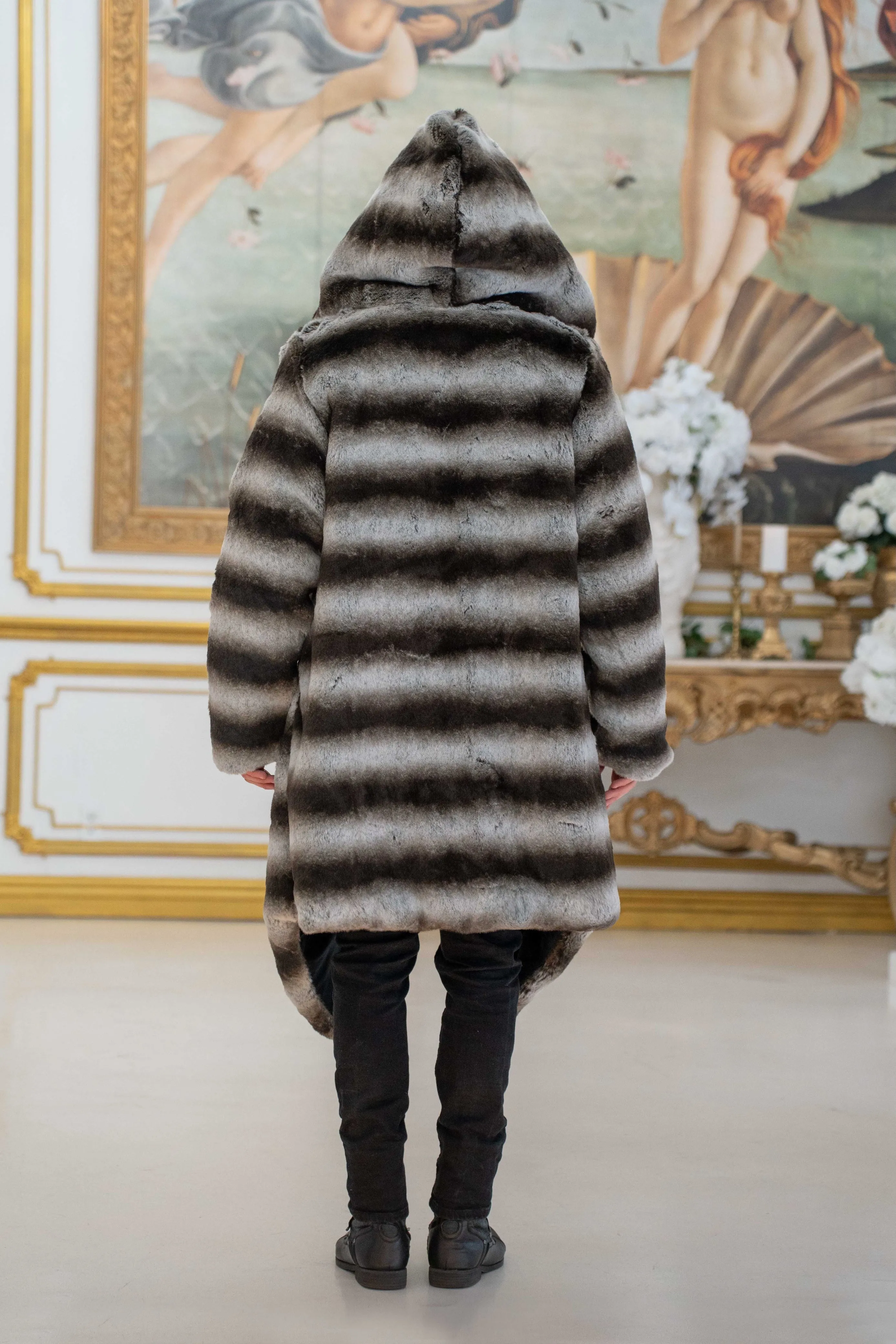 Men's Desert Warrior Coat in "Silver Brown Stripe" Chinchilla STOCK