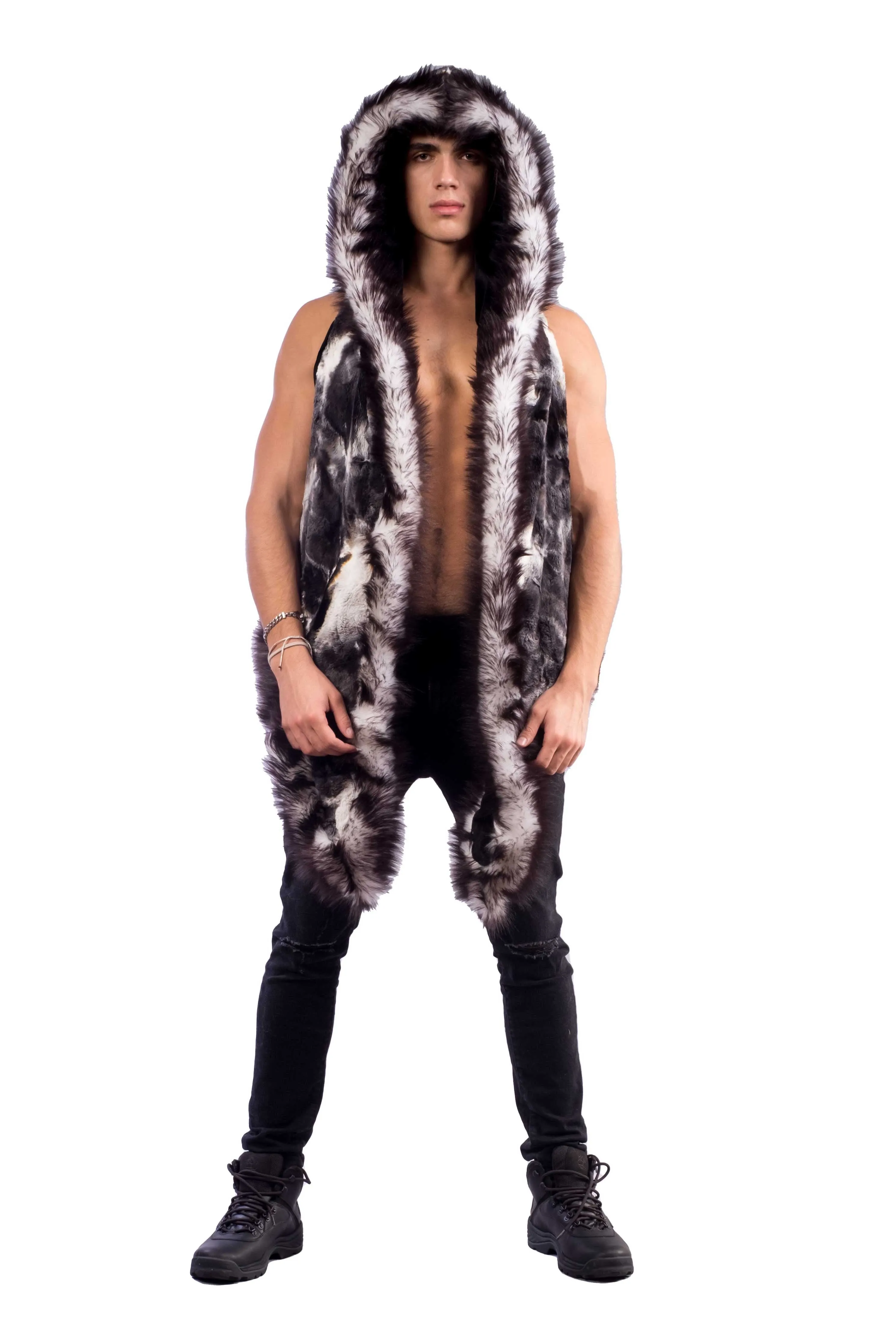 Men's Desert Warrior Vest in "Black & White Tie Dye"