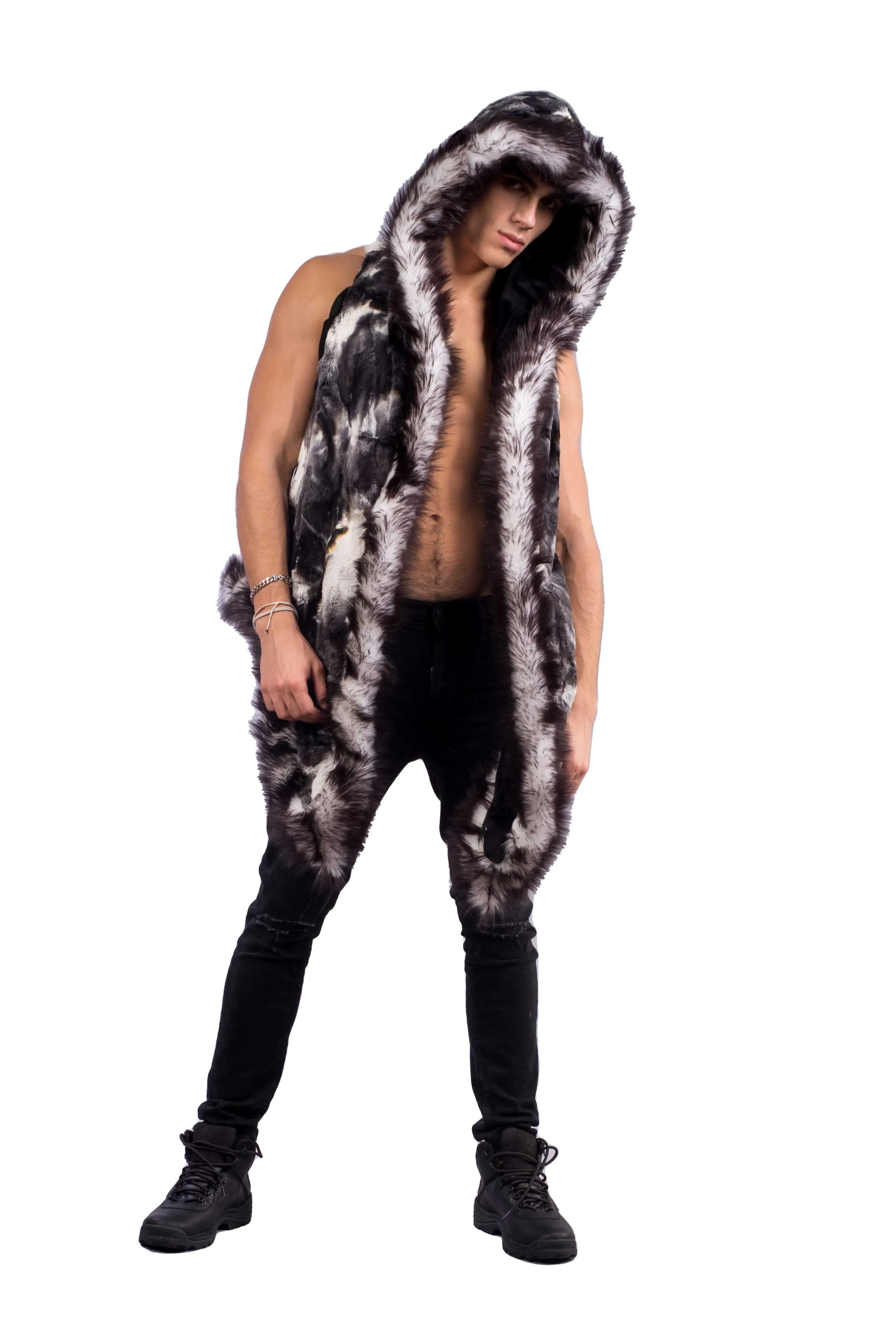 Men's Desert Warrior Vest in "Black & White Tie Dye"